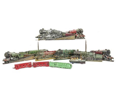 Modern Boy 1920's giveaway Tinplate 'flat' Famous Railway Engines, including 'Cock of the North', Princess Royal', 'King Geor