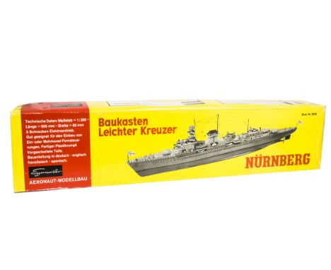 Aeronaut unmade kit German Light Cruiser 'Nürnberg' scale 1:200, with plans and instructions and complete fittings kit, in or