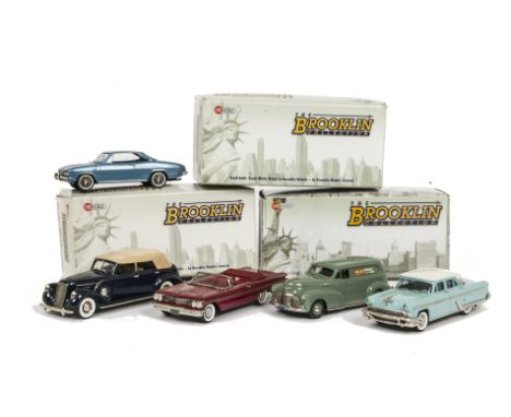 Brooklin White Metal Vehicles, A boxed group of five 1:43 scale classic vehicles, including BRK 205 1960 Pontiac Catalina, BR