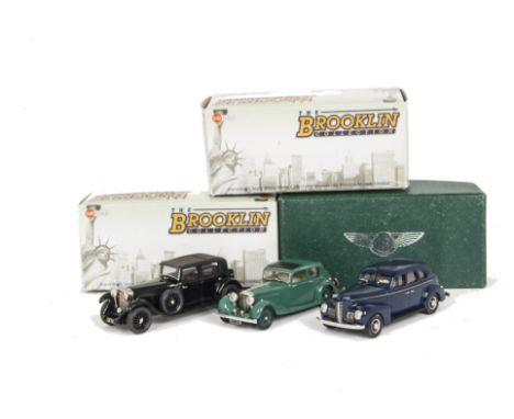 Brooklin and Lansdowne White Metal Vehicles, A boxed group of five 1:43 scale classic cars, including BRK 176 1954 Desoto Fir