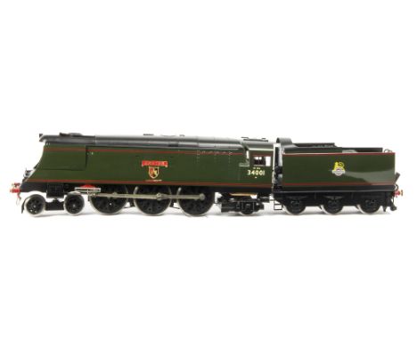 An ACE Trains O Gauge 2/3-rail E/9 'Bulleid Pacific' Class Locomotive and Tender, in lined BR green as no 34001 'Exeter', wit