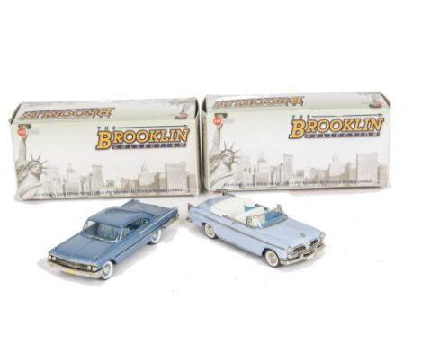 Brooklin White Metal Vehicles, A boxed group of five 1:43 scale classic cars including, BRK 182 1955 Packard, BRK 185 1954 Pa