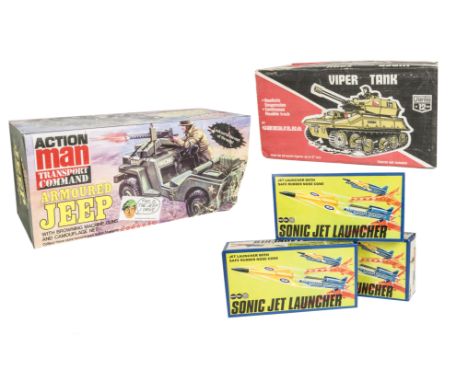 Action Man and Cherilea Army Vehicles,  Armoured Jeep, unused, in original box, E, box P-F, damp damage to one corner, Cheril