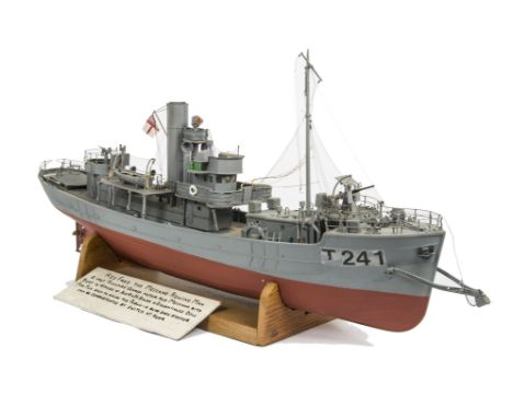 A Caldercraft model of Royal Navy Minesweeper T241 'Sir Kay', built to a very good standard, powered by a Futaba Ripmax FD28M