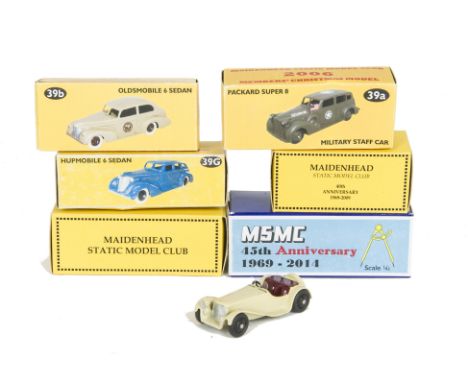 MSMC Models, 38f Jaguar SS100, 28j Delivery Van, 39a Packard Super 8, 39b Oldsmobile 6 Sedan, 28f Market Gardeners Wagon, 39g