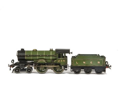 Hornby 0 Gauge No 2 Special clockwork 234 4-4-0 'Yorkshire' Locomotive and tender, in LNER green, G, light wear clockwork mot