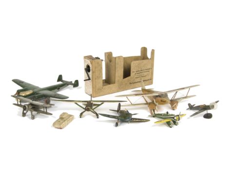 Various wood and plastic Model Aircraft and Tri-ang Frog Winder,  various 1:72 and larger wooden aircraft including 'Linnet' 