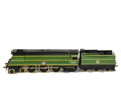 An ACE Trains O Gauge 2/3-rail E/9 Bulleid 4-6-2 Locomotive and Tender, in very early BR (ex-SR) malachite green as no 34090 