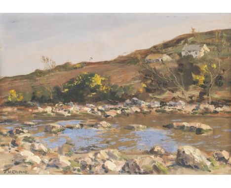 James Humbert Craig (Irish, 1878-1944)Near Cushendunsigned, oil on panel (bowed and wormed), 30 x 43cm (11 13/16 x 16 15/16in