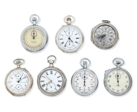 A group of various 18th, 19th &amp; 20th century silver and plated pocket watches and stop watchesTo include a silver pair ca