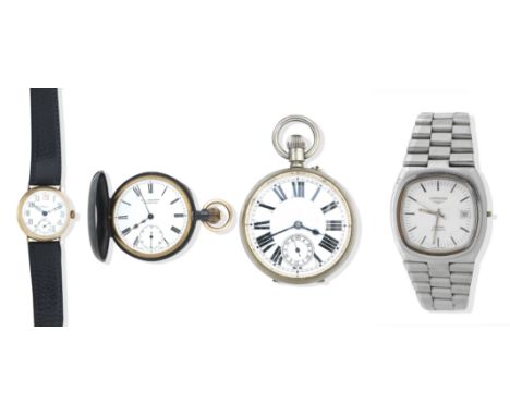 A group of four pocket and wristwatchesComprising a 9k gold Zenith manual wind wristwatch, London 1911, serial no. 2385721, i