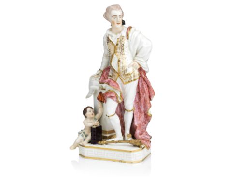 A Bloor Derby figure of John WilkesEarly 19th CenturyStanding with his right hand resting on two scrolls inscribed 'MAGNA CHA
