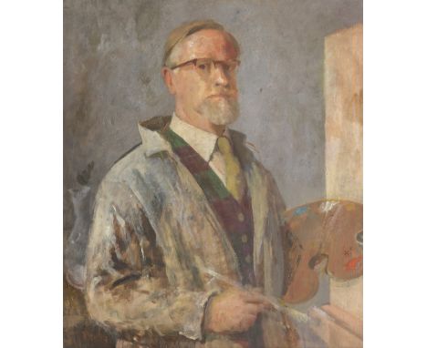 Hugh Adam Crawford RSA (British, 1898-1982)Artist, Self Portrait signed, oil on plywood panel, 92 x 82cm (36 1/4 x 32 5/16in)
