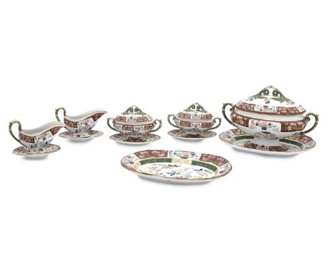 An extensive Ashworth ironstone dinner serviceCirca 1880Painted with branches and sprays of flowers in the Imari palette, wit