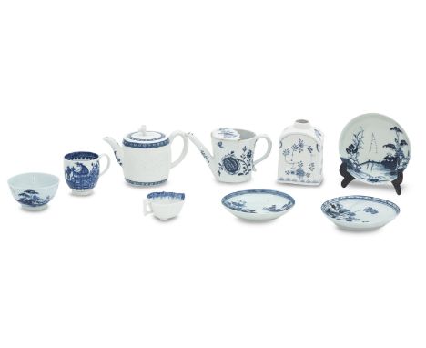 A collection of English porcelainMid-late 18th centuryIncluding a Lowestoft feeding cup, a Derby butter boat, a Worcester bar