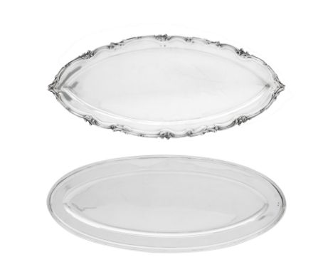 Two 20th century Austro-Hungarian silver platters800 standard, with maker's marks of C.W and FR The first of pointed oval for