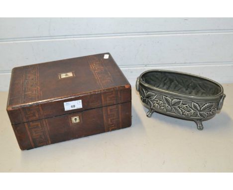 Small mother of pearl inlaid box together with a Holkham pottery planter