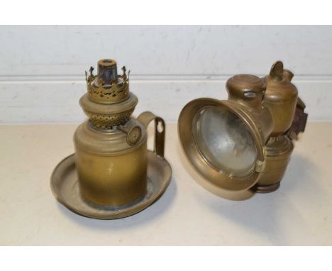 Oil lamp and a vintage brass carbide lantern