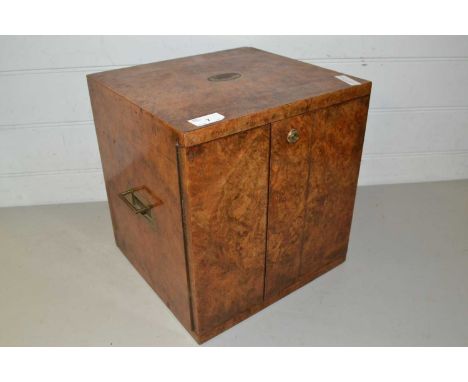 Victorian walnut veneered decanter box, no key and locked