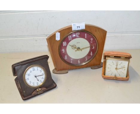 Mixed Lot comprising a Smiths mantel clock, Smiths travel clock and a further eight day travel clock