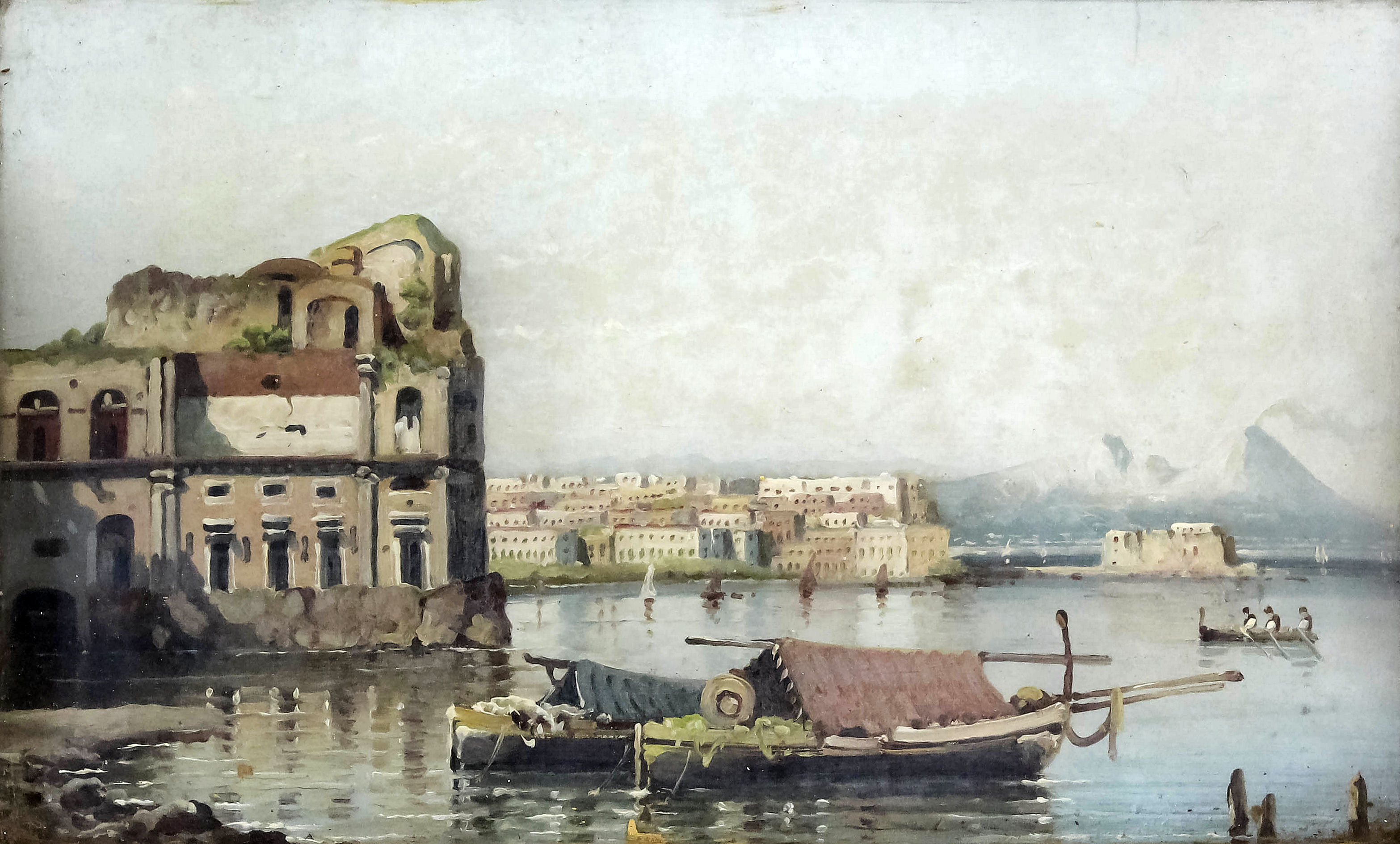 19th Century Italian school Pair of oil paintings Views of Naples