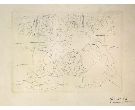 ARR Pablo Picasso (1881-1973) - Etching - "Taureau et Chevaux Dans L'Arene", from "La Suite Vollard", etching on laid paper w