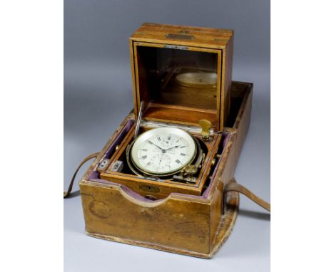 An early 20th Century two day ships chronometer by Ulysse Nardin of Locle, Switzerland, No. 2093, the 4ins diameter silvered 