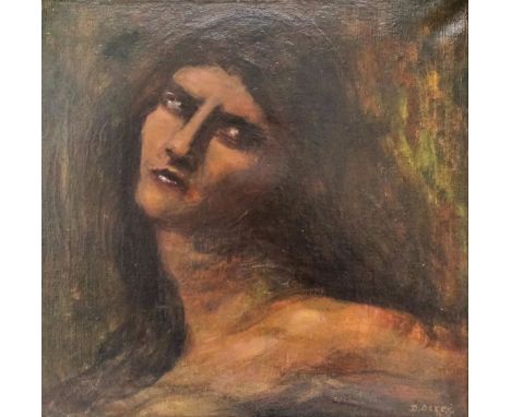 Dirk Ocker (1882-1958) - Oil painting - Portrait of a young woman with distracted look, possibly one of the Furies, canvas 19