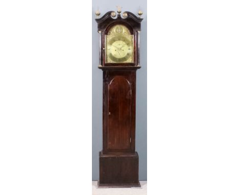 A Late 18th Century dark oak cased longcase clock by James Wilson of Loop, the 12ins arched brass dial with narrow chapter ri