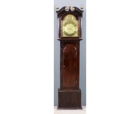 A Late 18th Century dark oak cased longcase clock by James Wilson of Loop, the 12ins arched brass dial with narrow chapter ri