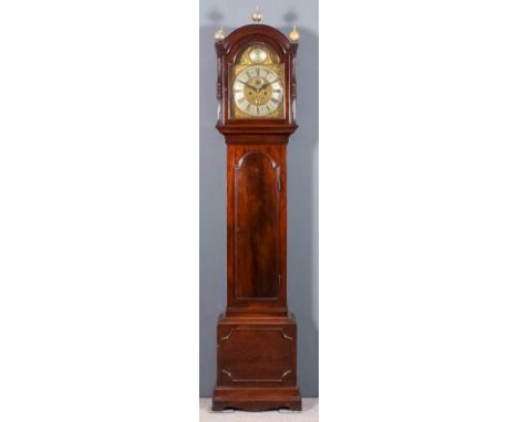 A George III mahogany longcase clock by William Franklin of London, the 12ins arched brass dial with wide silvered chapter ri