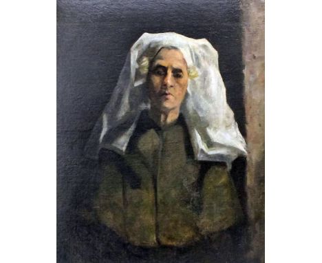 19th Century Continental school - Two oil paintings - Shoulder-length portrait of an aged bearded man, and half-length portra