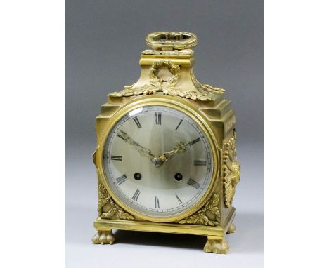 A late 19th Century/early 20th Century French ormolu cased "Officer de Pendule" table clock, the 4.25ins diameter silvered di