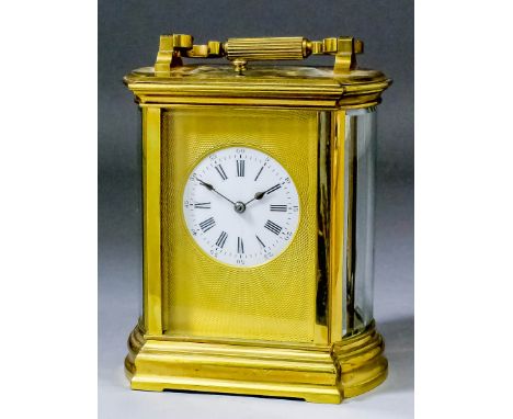 A late 19th/early 20th Century French carriage clock, possibly by Jules Brunelot of Paris, the 2ins diameter white enamel dia