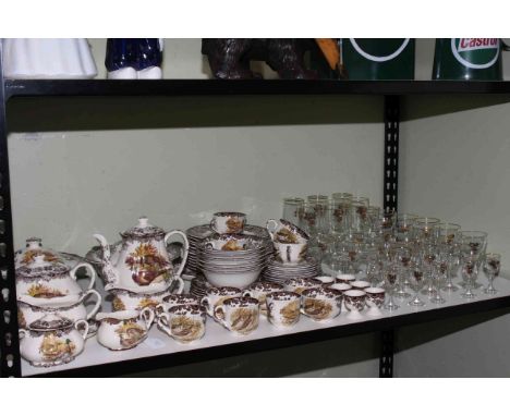 Royal Worcester Palissy Game Series table service, together with glasses.