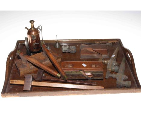 Joinery tools, two vintage taps, steam engine, etc.