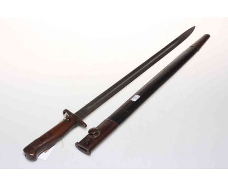 1907 bayonet with scabbard, blade inscribed 1907 Wilkinson.