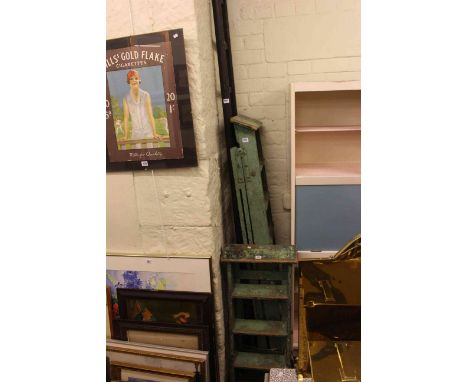 Ten rung step ladder and two pairs wooden steps (3).