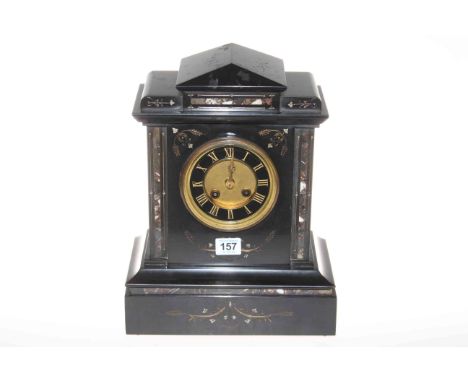 Victorian slate and marble mantel clock.