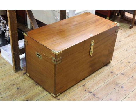 Brass mounted teak trunk, 45cm by 82cm.