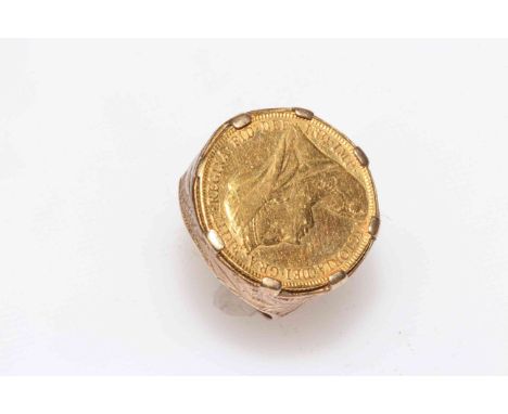 1894 Queen Victoria gold sovereign ring.