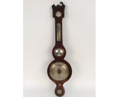 A William IV rosewood banjo shape wall barometer, having silvered dial, signed J. Fagioli, 2 Great Warner Street, London, (da
