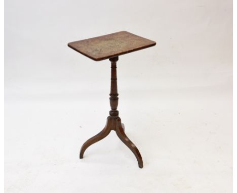 A Georgian pollard oak and elm tripod occasional table, the rectangular top raised on a turned baluster column, 42cm 