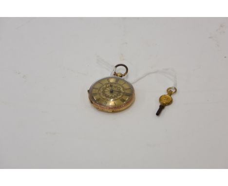 A Continental white metal cased fob watch, with floral enamel dial, by Kendal & Dent