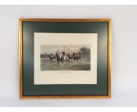 A pair of Polo prints, "A gallop on the boards" and "A Question of Pace"; after Goodwin Kilburne, a pair of hunting prints, "