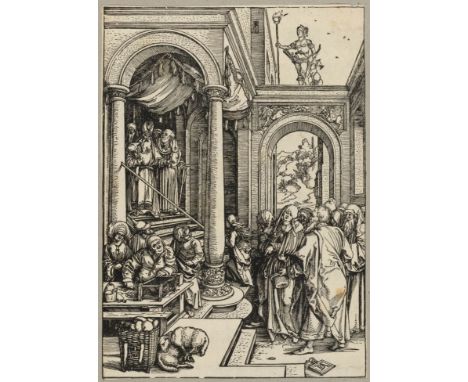 ALBRECHT DÜRER(1479 Nürnberg 1528)Mariens Tempelgang. Um 1503. Blatt 6 der Folge: Marienleben.Holzschnitt auf Bütten mit Wz. 