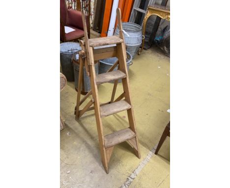 A vintage four tread pine step ladder, height 120cm