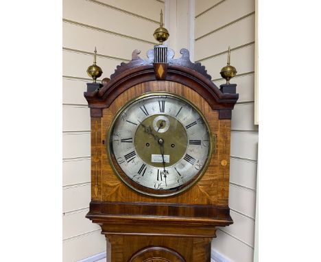 A 19th century flamed mahogany cased 8 day longcase clock, with silver chapter ring and subsidiary dial, marked James Coster,