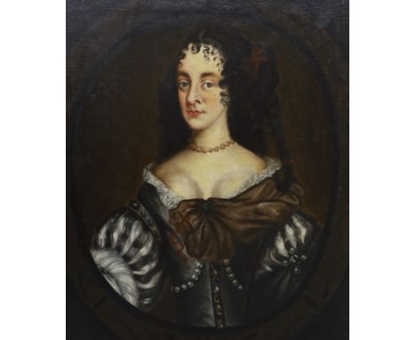 17th century English School, oil on canvas, Portrait of a lady thought to be Henrietta Maria, 78 x 66cm