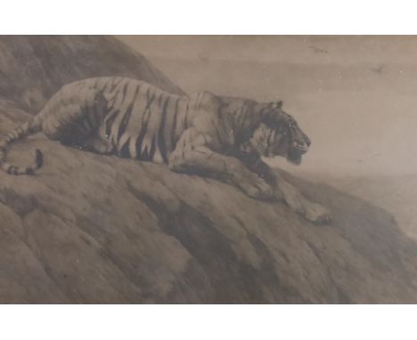 Herbert Thomas Dicksee (1862-1942), etching, 'The Watcher on the Hill', initialled in the plate, 47 x 70cm